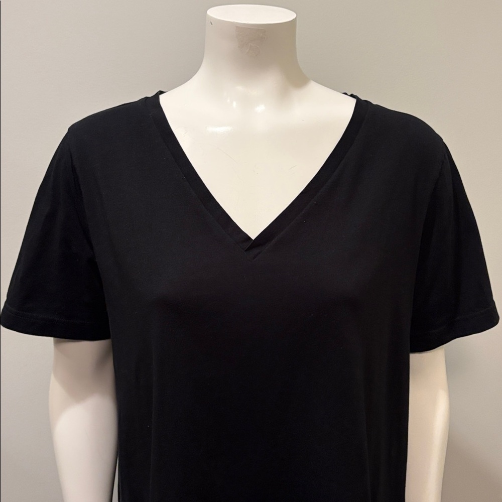 COS Classic Cotton V-Neck T-Shirt Top in Black Short Sleeve Size L - Picture 4 of 8